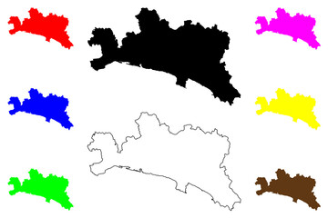 Metropolitan City of Genoa (Italy, Italian Republic, Liguria region) map vector illustration, scribble sketch Province of Genoa map