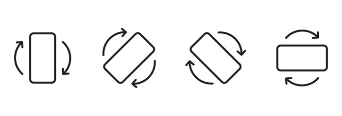 Phone Rotation icons set. Device rotation symbol. Rotate Mobile phone. Rotate smartphone icon. Turn your device. Rotate phone line icon vector illustration in transparent background.