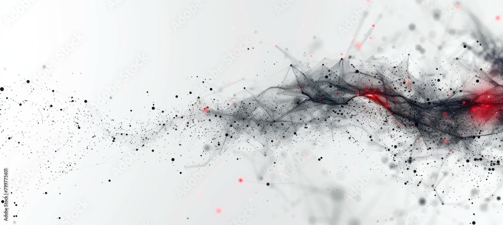 Leinwandbilder Abstract network data virtual particles flowing background. Generative AI technology.	
