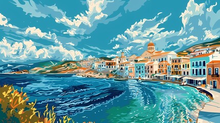 Greece outdoor travel illustration poster background