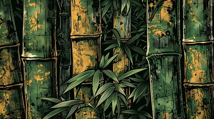Dense bamboo forest illustration poster background