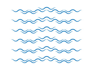 Sea wave icon set. Water logo, line ocean symbol in vector flat