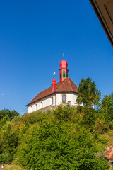 A view at the parish church of Carl Borromaus from 1618 in Flueli-Ranft, Switzerland, 16 Aug 2022