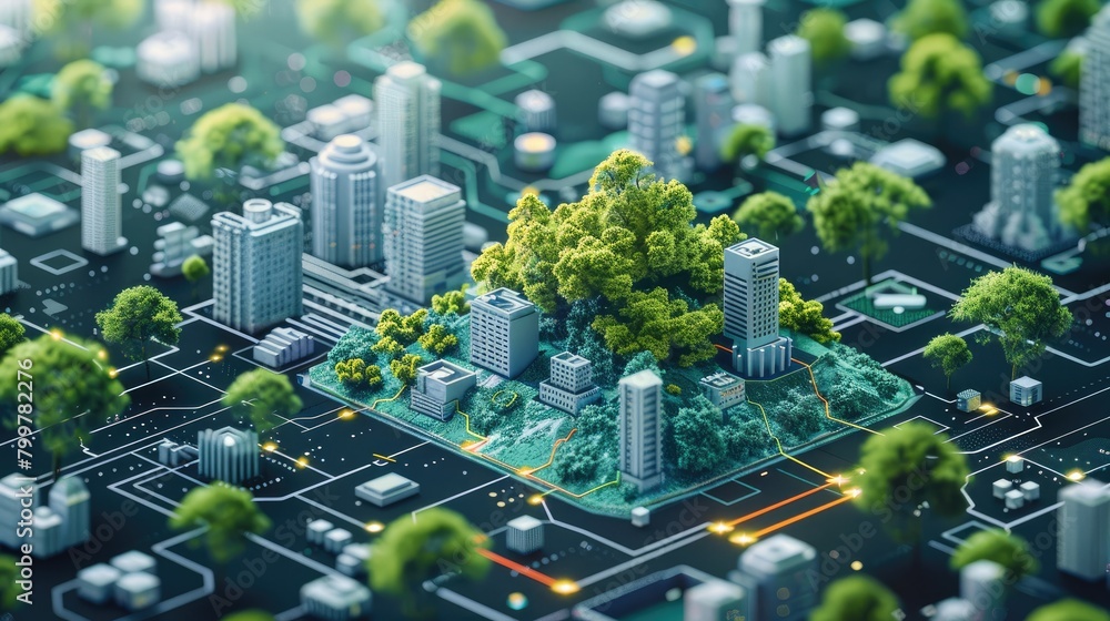 Leinwandbilder The application of blockchain networks in achieving carbon neutrality and carbon peaking goals. isometric. Generative AI.