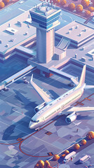 Flat art illustration of runway at airport

