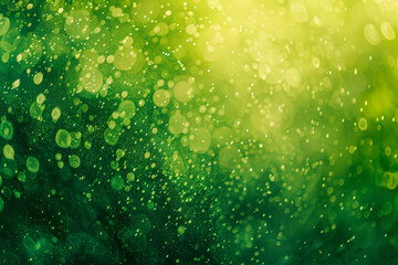 Vibrant Green Abstract Texture with Colorful Splashes