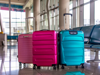 suitcases in the airport waiting area