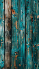 Vintage Weathered Wood Wall with Dark Green & Turquoise Planks