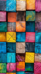 Vibrant Wooden Blocks, Abstract Texture Background