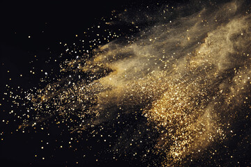 Luxurious Gold Glitter Explosion on Black Background
