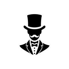tuxedo man top hat, mustache silhouette
