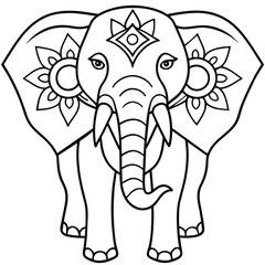 Vector beautiful elephant face tattoo sketch or template for print on t-shirts