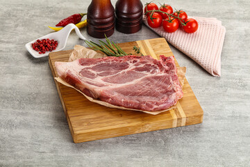 Raw pork neck steak uncoocked