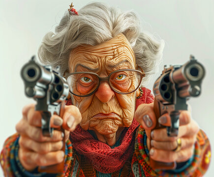 Angry Granny with guns