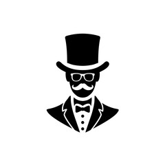 suit male wear top hat  sunglasses mustache boss