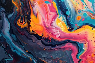 Colorful abstract painting background. Liquid marbling paint background. Fluid painting abstract texture. Intensive colorful mix of acrylic vibrant colors   - generative ai