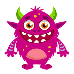 Purple furry monster cartoon character