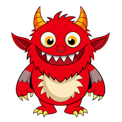 Red furry monster cartoon character