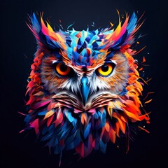 Beautiful portrait of an owl on a colorful background.