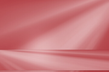 Empty studio interior background and backdrop and product display stand with red shadow on blank...