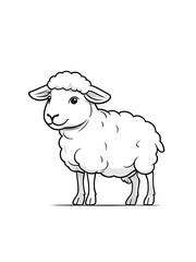 Animals sheep coloring page, outline, white color, white background ai generated