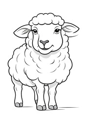 Animals sheep coloring page, outline, white color, white background ai generated