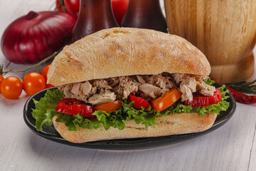 Ciabatta with canned tuna sandwich