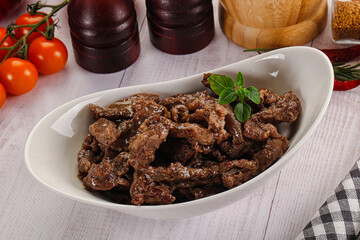 Stew beef slices with gravy
