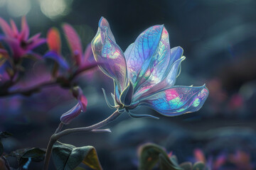 A mystical flower reveals its iridescent petals slowly.