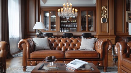 Leather Sofa Elegant Living: Images depicting leather sofas as key elements in elegant living space