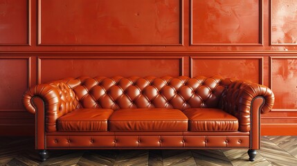 Leather Sofa Interior Design: A 3D vector illustration demonstrating how a leather sofa can enhance the interior design of a room