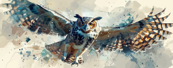 owl in watercolor style. vector simple illustration