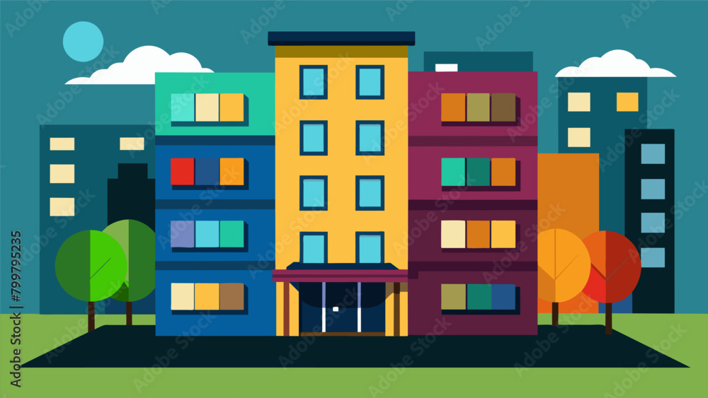 Poster an apartment building that offers personalized color schemes and lighting options for individuals wi