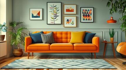 Living Room Sofa Texture: A vector illustration highlighting the importance of sofa texture in a living room