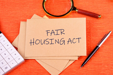 Business concept. Text fair housing act It's written on a postal envelope