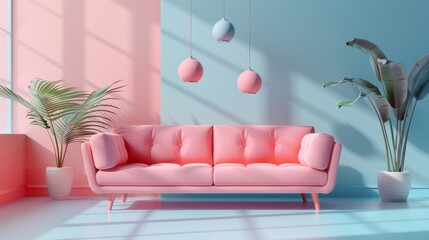 Modern Sofa Stylish Comfort: A 3D vector illustration emphasizing the stylish comfort of modern sofas