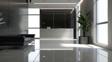 Tranquil Minimalist Lobby Interior Scene