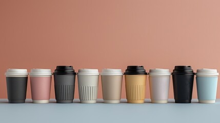 A series of mockup coffee cup images seamlessly integrate into marketing materials, enhancing brand identity with visual appeal.