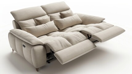 Reclining Sofa Relaxation: A 3D visualization showcasing a reclining sofa as a symbol of relaxation and comfort