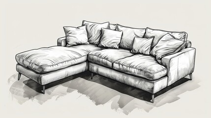 Sectional Sofa Contemporary Style: An illustration highlighting the contemporary style of a sectional sofa