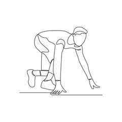 One continuous line drawing of people in running sport championship vector illustration. Athletics sport design illustration simple linear style vector concept.  Suitable for your asset vector design.