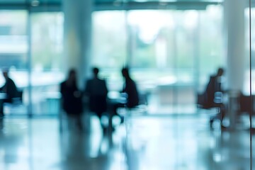 Blurred image of business professionals in a meeting in an office setting. Concept Blurred Background, Office Meeting, Business Professionals, Corporate Environment