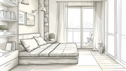 Sofa Bed Space-saving Solution: An illustration demonstrating how a sofa bed serves as a space-saving solution