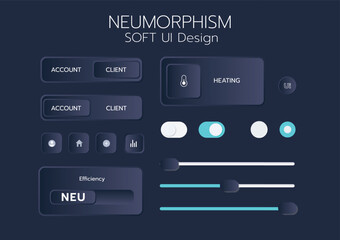 3D Neumorphic Soft UI Design. 3D Bottons.