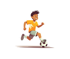boy playing soccer vector flat minimalistic isolated illustration