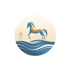 logo design water and horse icon minimalist vector inspiration
