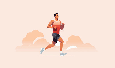Fototapeta na wymiar man jogging vector flat minimalistic isolated illustration