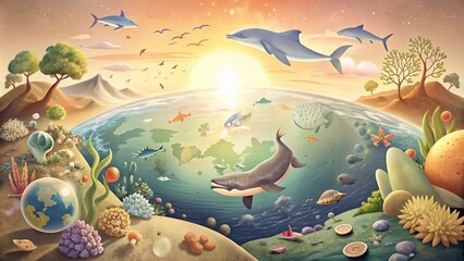 Fototapeta premium A natural and beautiful land under the sea for conservation.