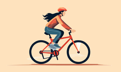 woman on bike vector flat minimalistic isolated illustration