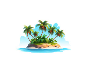 Obraz premium A tropical island with palm trees vector simple 3d isolated illustration